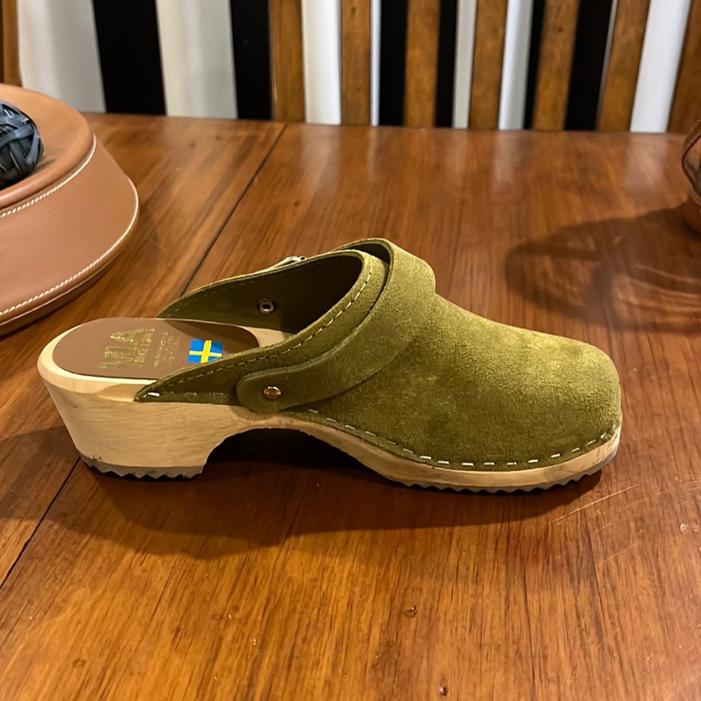 Mia Alma Lug suede Swedish Anatomisk Clogs shoes new women’s size 6 olive - Picture 6 of 15